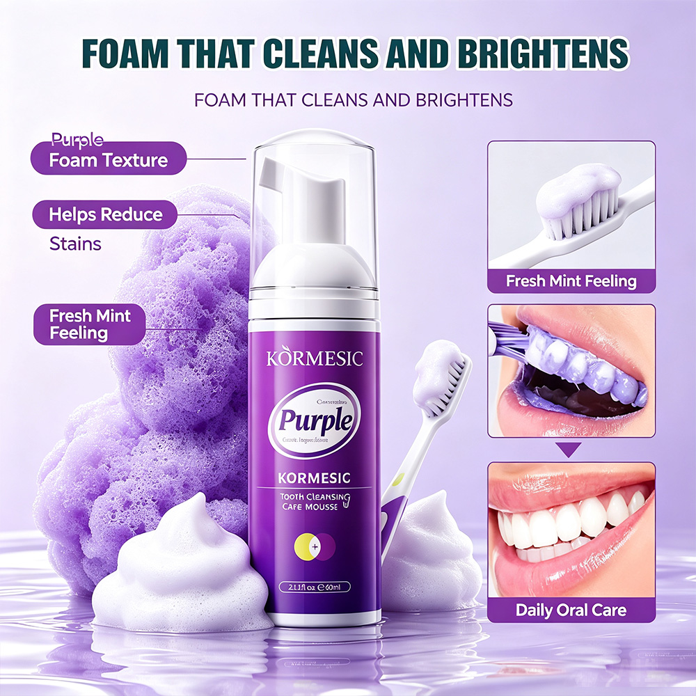 Teeth Whitening Foam Toothpaste - 퍼플 화이트닝 치아 무스 폼 V34