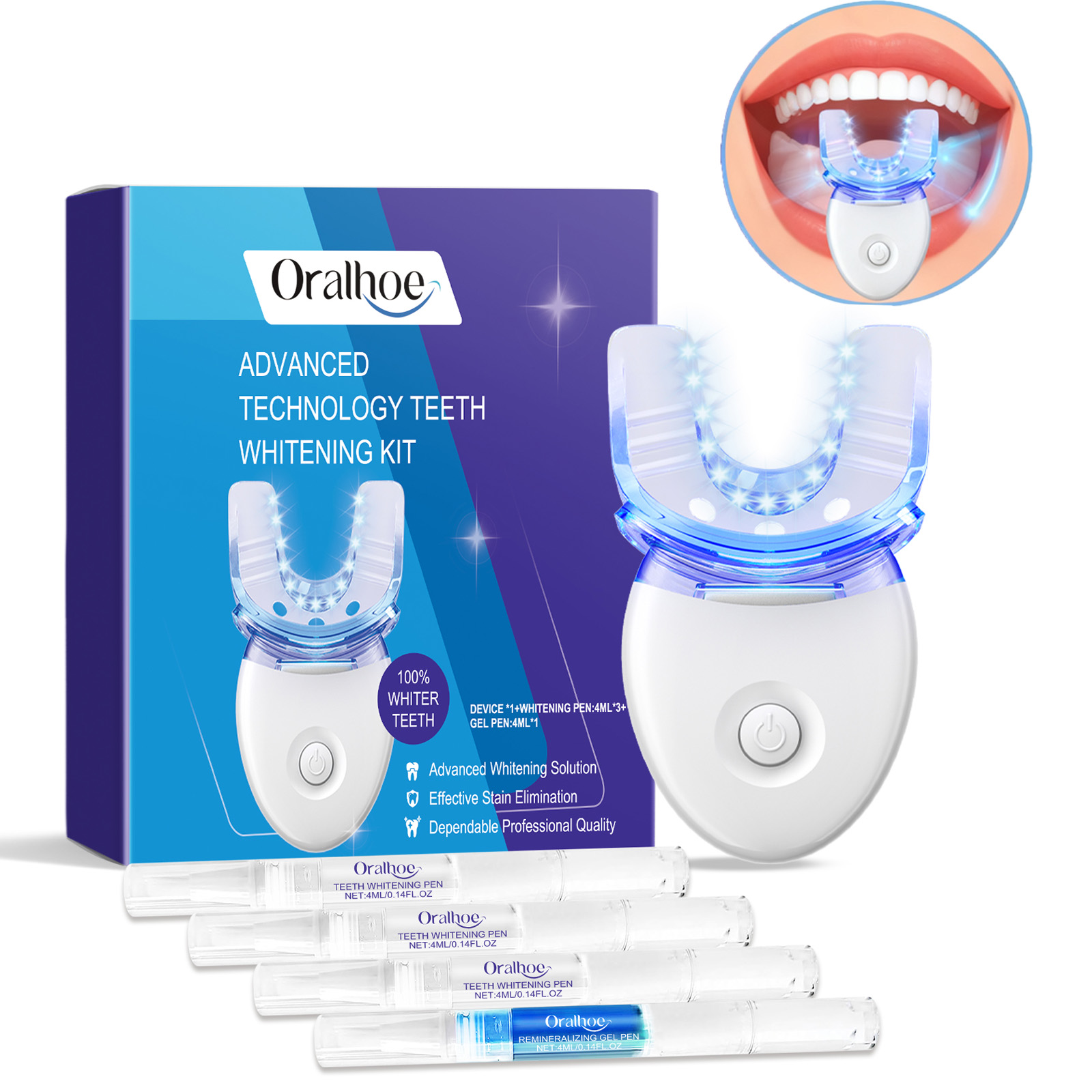 Teeth Whitening Bleaching Kit - 전문 치아 미백 LED 라이트 키트
