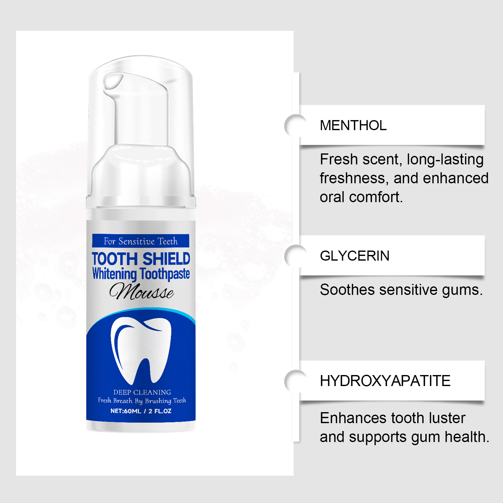 하이드록시아파타이트 미백 치약, 상쾌한 숨결, 누런 치 - Teeth Whitening Foam Toothpaste 리뷰 및 가격