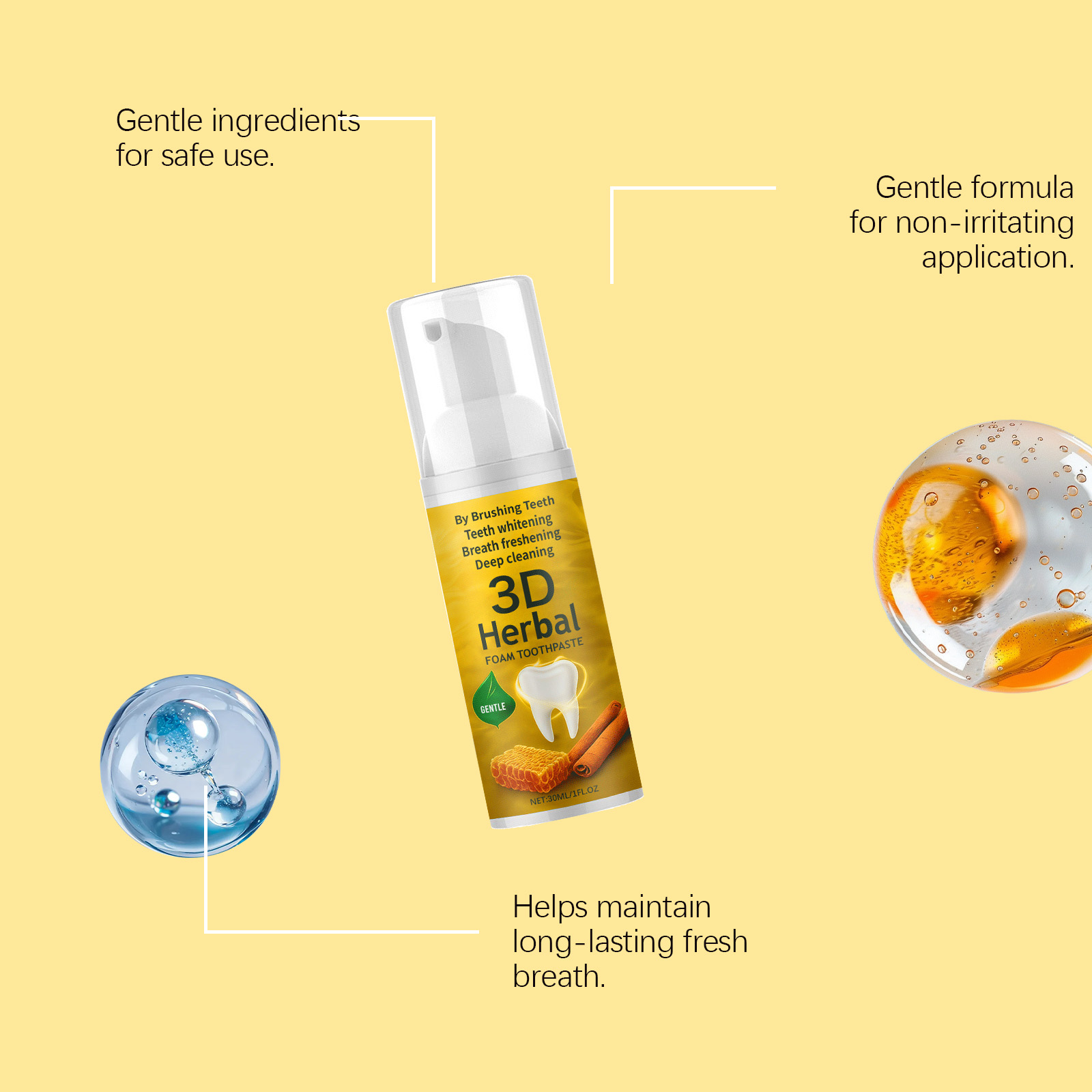 허벌 치약 유기농 불소 무첨가 치아 미백 무스 딥 클렌 - Teeth Whitening Foam Toothpaste 리뷰 및 가격